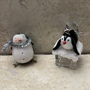 Vintage lot of 2 Penguin Christmas Ornaments Kurt S Adler